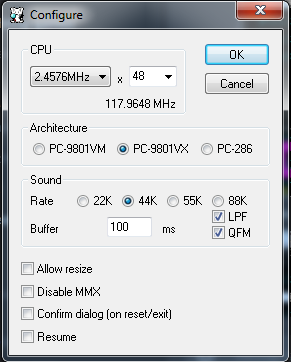 configure pc 98 emulator